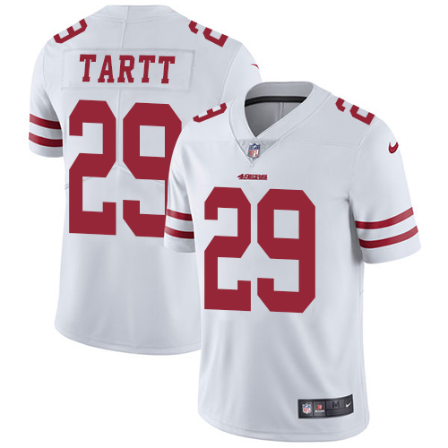 Nike 49ers #29 Jaquiski Tartt White Men's Stitched NFL Vapor Untouchable Limited Jersey - Click Image to Close